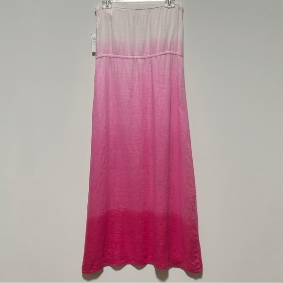 Bella Dahl Stylish chic Pink Ombre Dye Linen Lightweight Strapless Maxi Dress - Picture 5 of 13